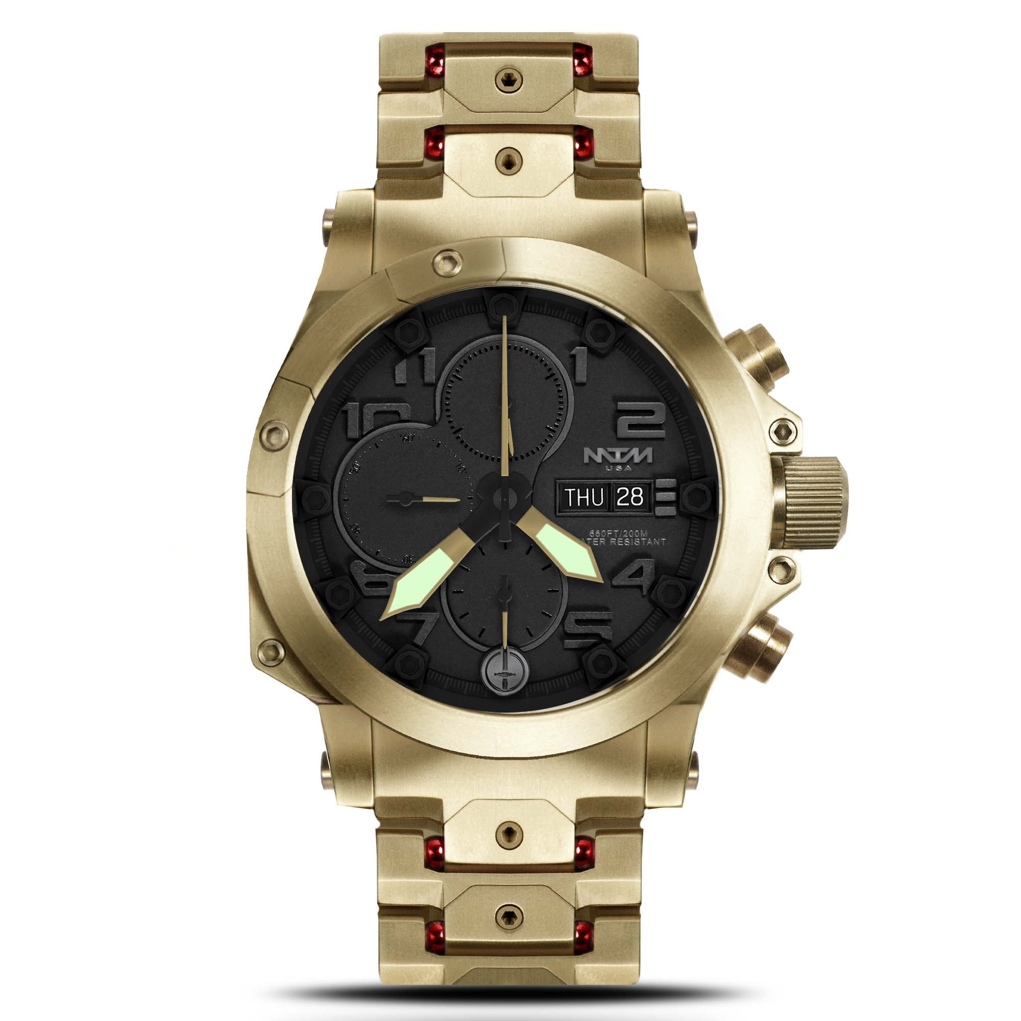 Sherman-Gold- Black Dial-Red Bearings